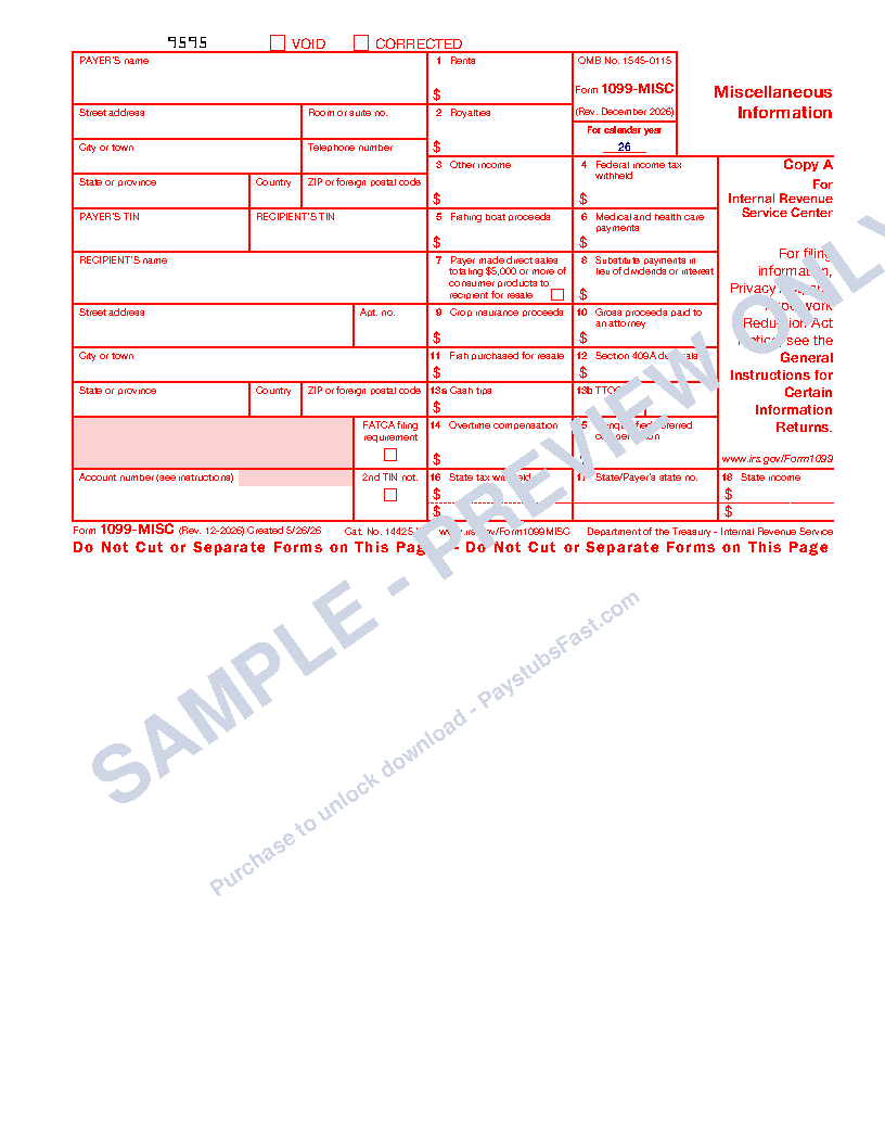 1099-MISC Form preview