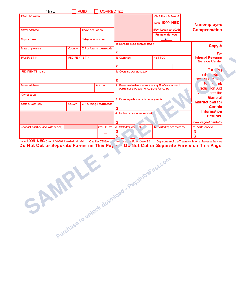 1099-NEC Form preview