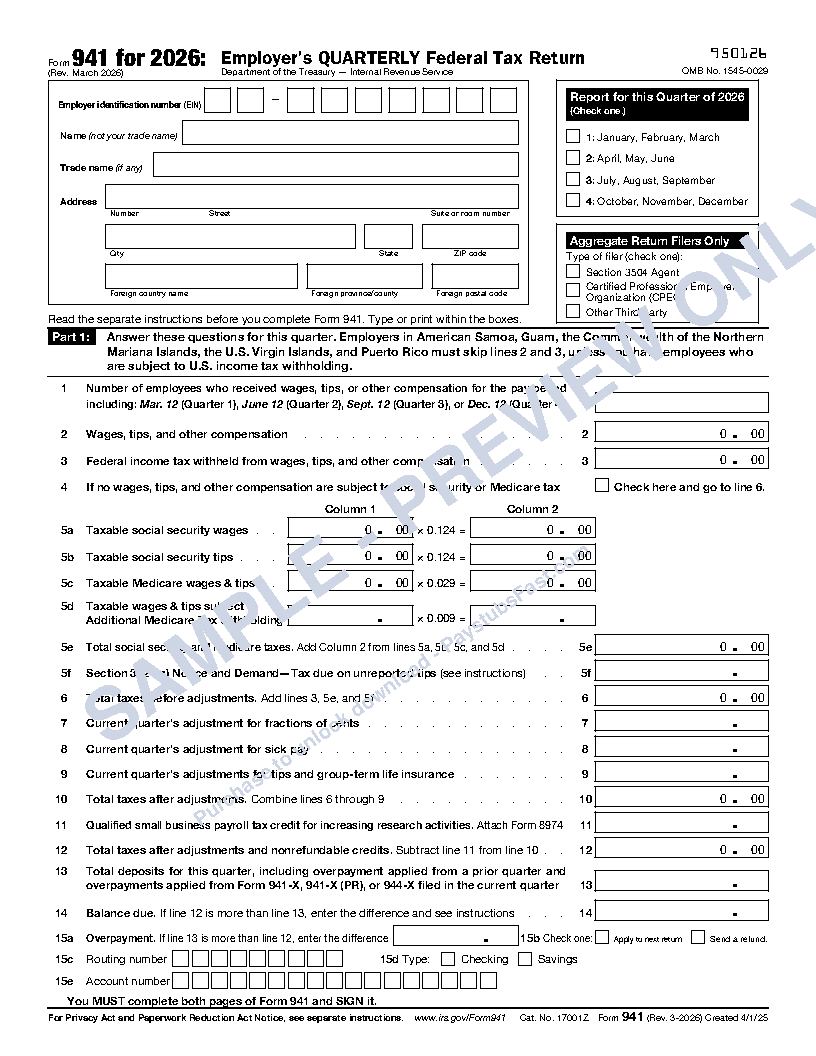 941 Form preview