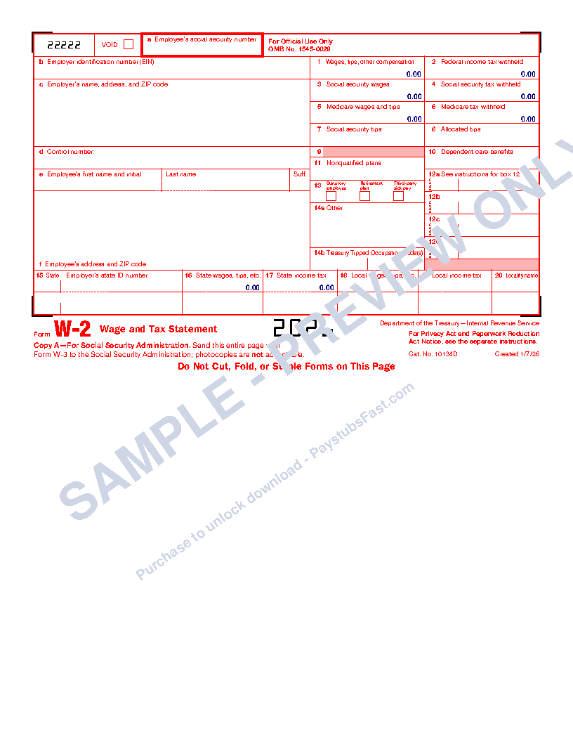 W-2 Form preview