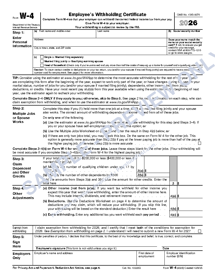 W-4 Form preview