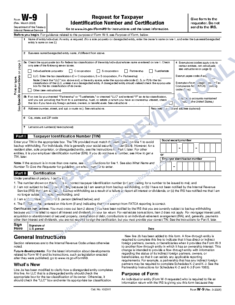W-9 Form preview